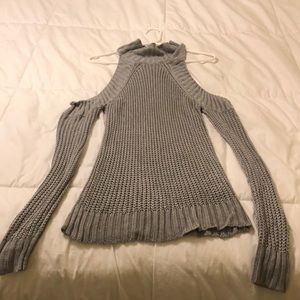 Off the shoulder/cold shoulder gray sweater